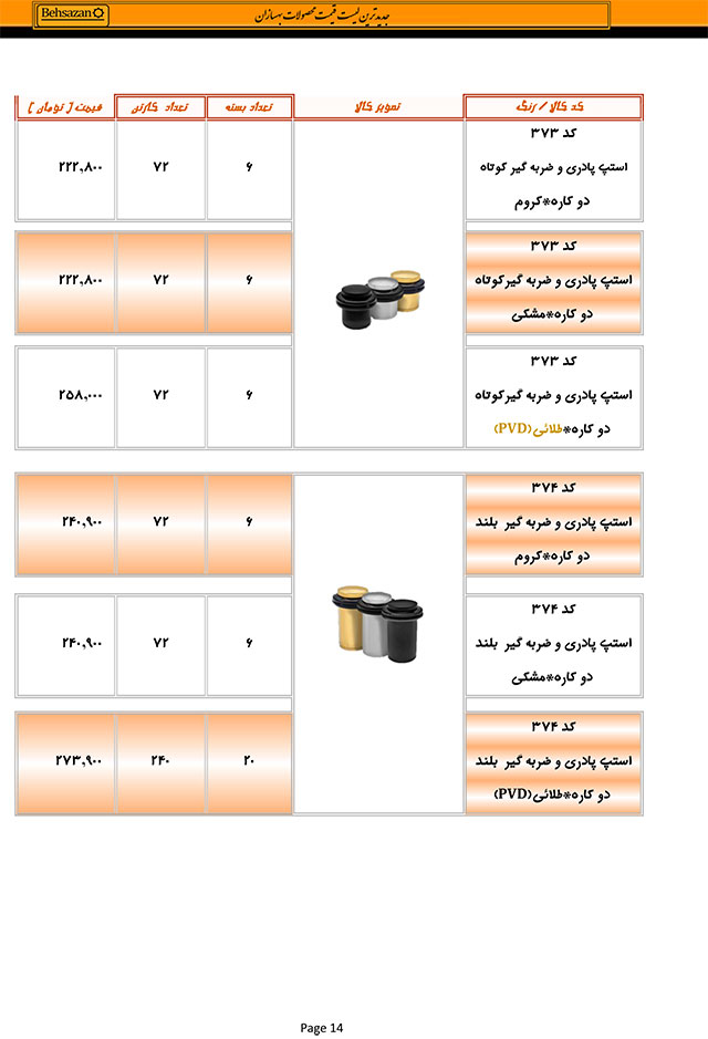 لیست قیمت بهسازان صفحه14